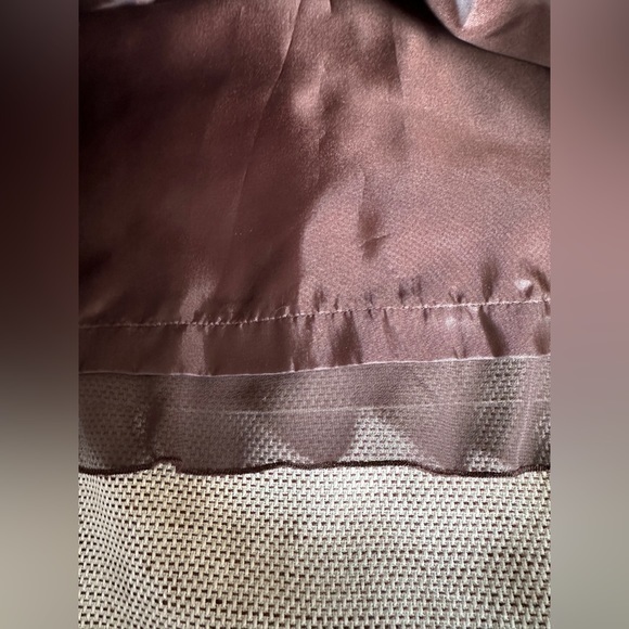 Liz Claiborne Suit Set Skirt Blazer Linen Blend Cream Brown Ruffle Cuff Trim 12P - Picture 11 of 13